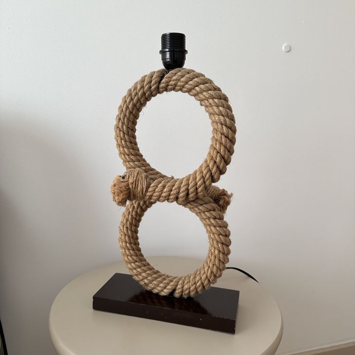 Veioza mare din sfoara si abajur textil