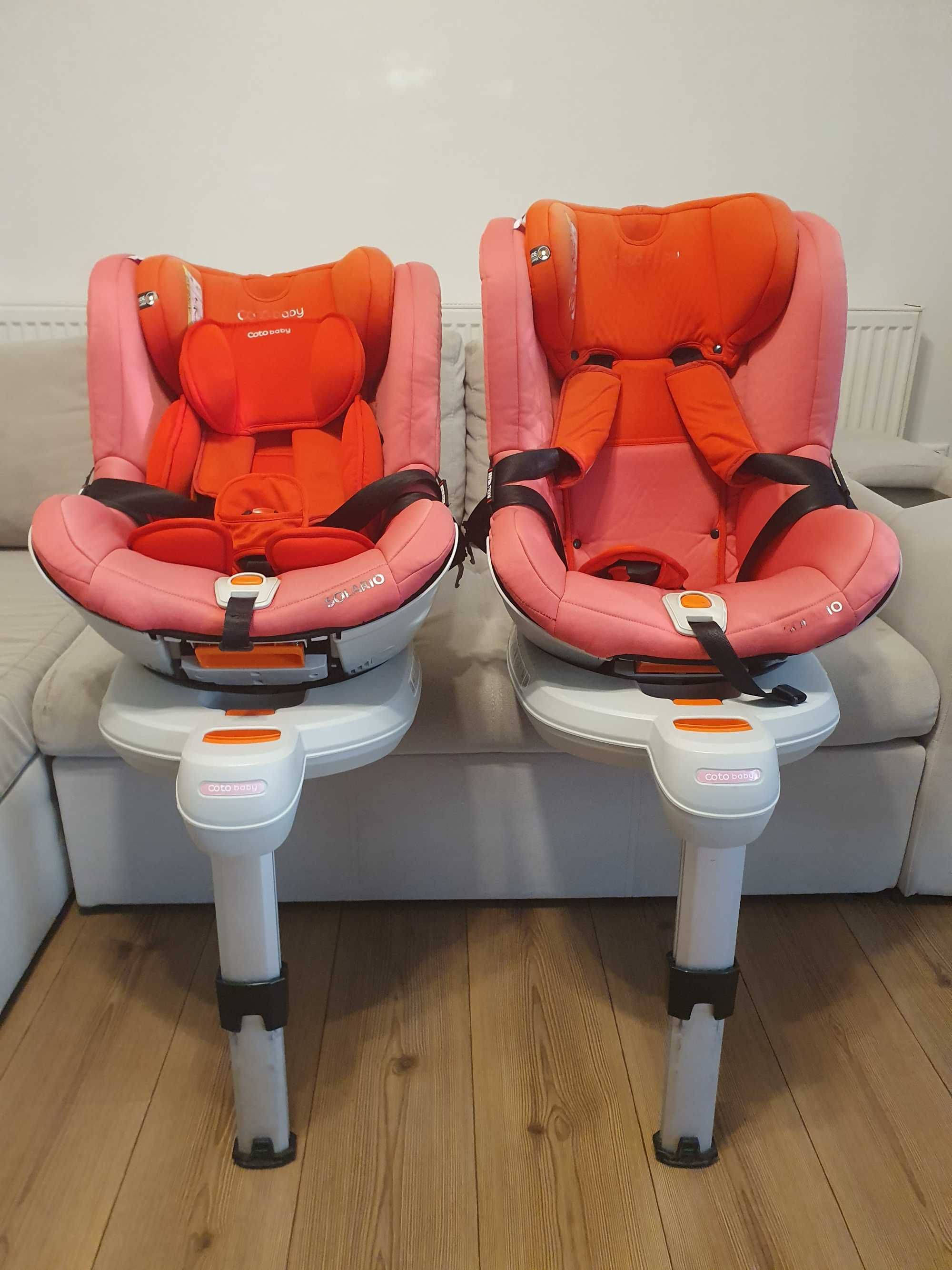 Scaun auto cu Isofix Solario Coto Baby, 0-18 kg, rotativ 360, rosu/roz