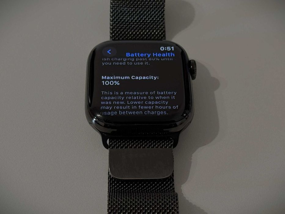 Бартер! Нов! Гаранция! Apple Watch 10 Titanium Cell 42mm Milanese Loop