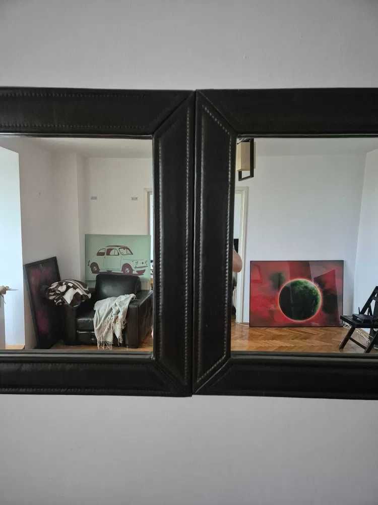 2x Oglinda sticla de perete, rama piele - Mobexpert