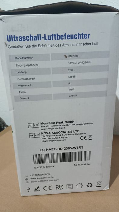 Umidificator Nou Cu Ultrasunete KNKA Cu Temporizator 4 L