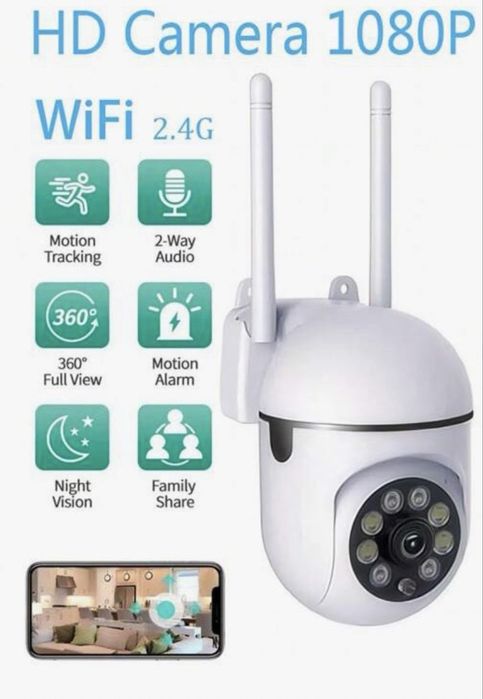 Wi-Fi Охранителна камера 1080P UHD за външна и вътрешна употреба