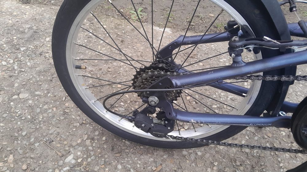 Bicicleta full pliabila Oxylane, 20 inchi, Aluminiu, 6 viteze, Shimano