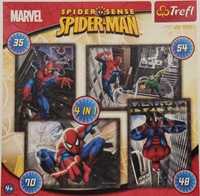 Puzzle 4in1 Spiderman Marvel, 207 piese, 4 tablouri de 20,5x28,5cm