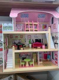 Нова дървена къща за кукли 3 етажа с обзавеждане
