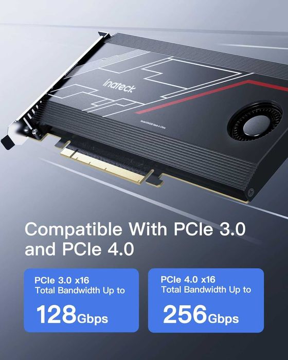 Inateck PCIe x16 to M.2 Card, 4 NVMe SSD