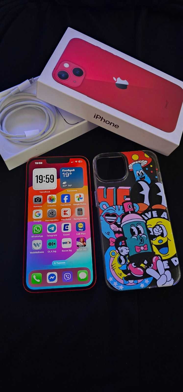 iPhone 13  RED 128gb 80% Battery Пълен комплект! като нов!