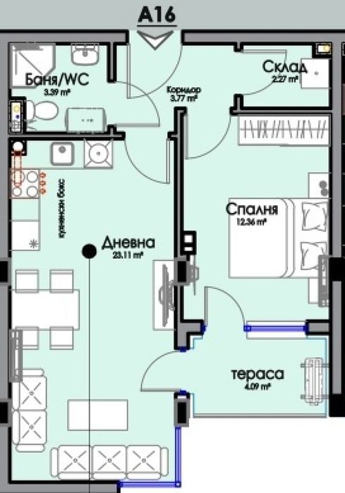 Двустаен апартамент в кв. Хоризонт - Бургас.