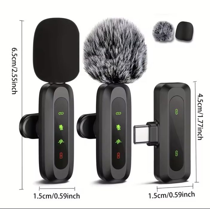 Microfon lavaliera wireless telefon dublu + receiver USB-C – ca nou