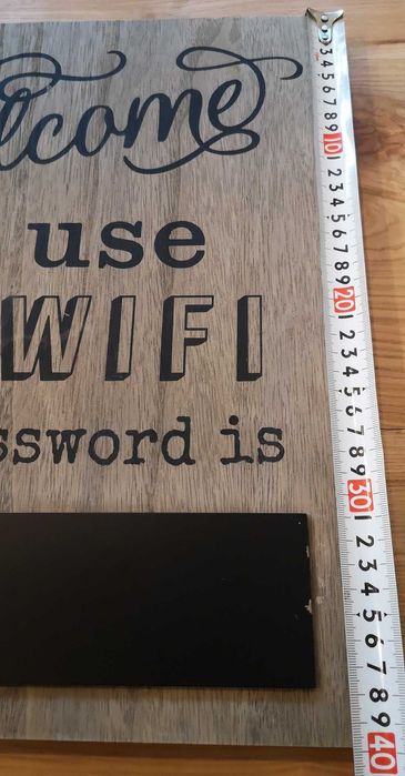 Decoratiune Placa lemn anunt mesaj - Folositi parola noastra de Wi-Fi