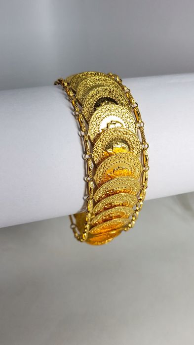 Brățară din aur de 14K cu bănuți – lungime 20 cm, gramaj 26,41 g