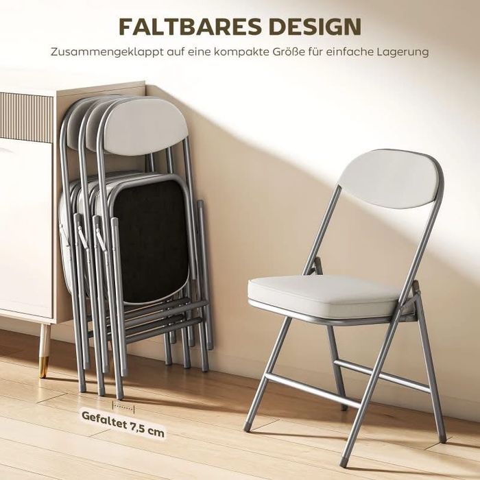 Комплект от 4 тапицирани, сгъваеми стола