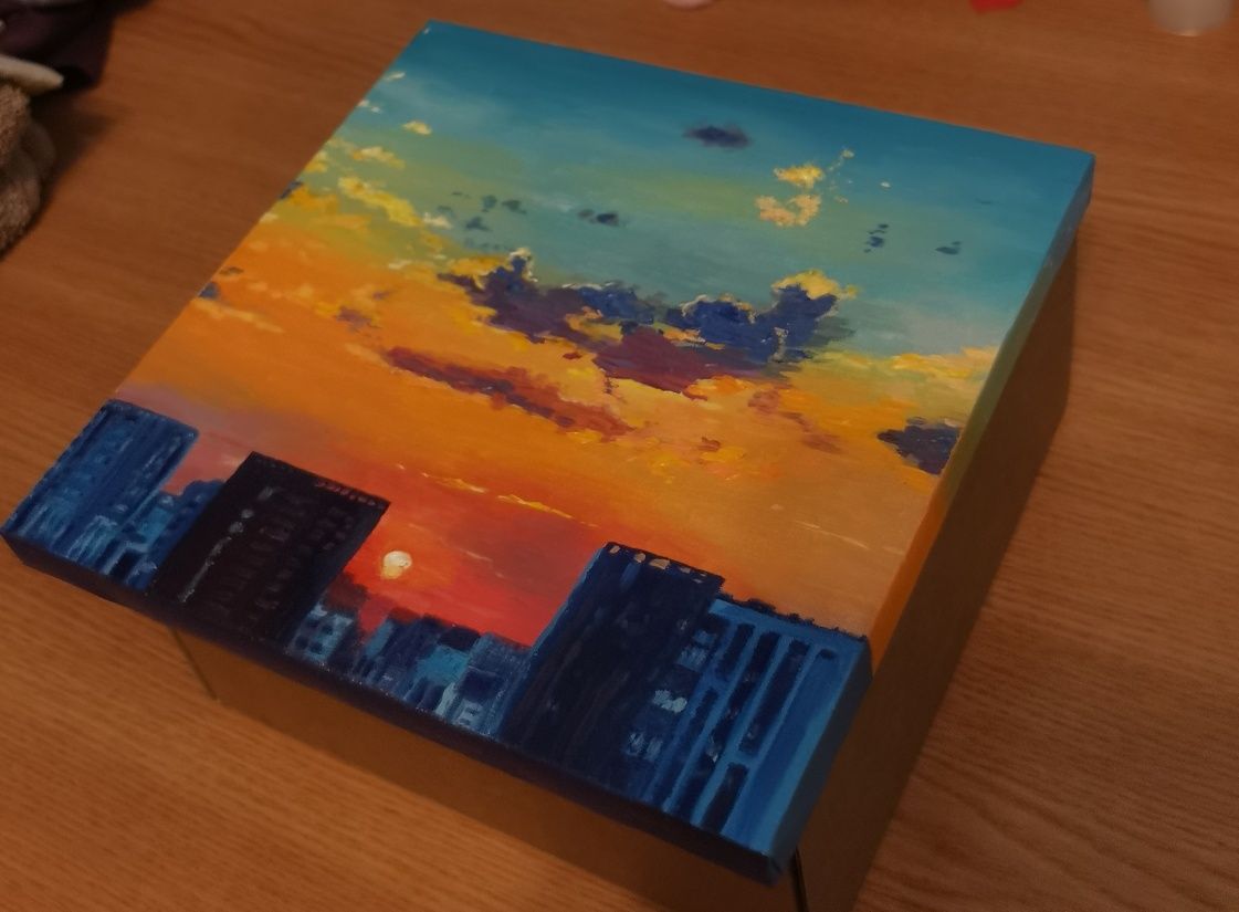 Картина маслом "Летний закат"