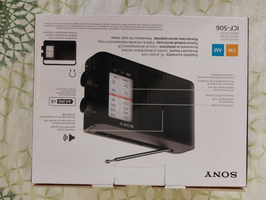 Radio portabil Sony ICF506, FM/AM, Mufa casti, Negru