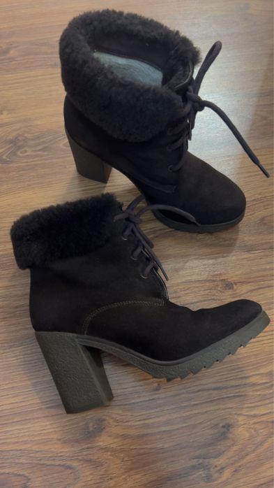 Ботильон зимний натуральная замша, мех 37 р, Сапоги осень кожанная 37р