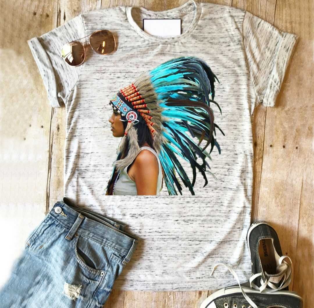Дамска тениска с принт индианка