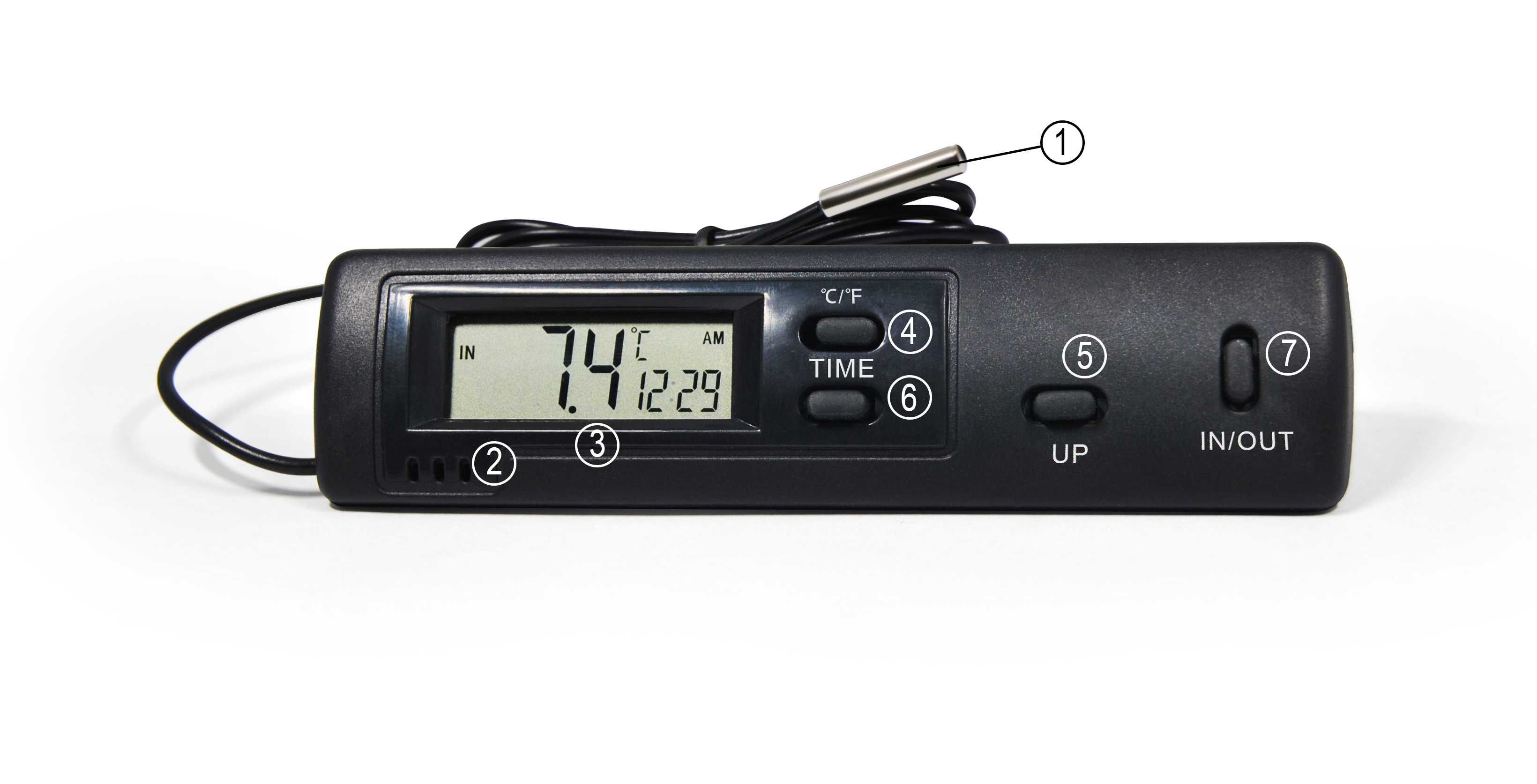 Termometru auto digital, ceas dată si temperatură intrare  ieșire