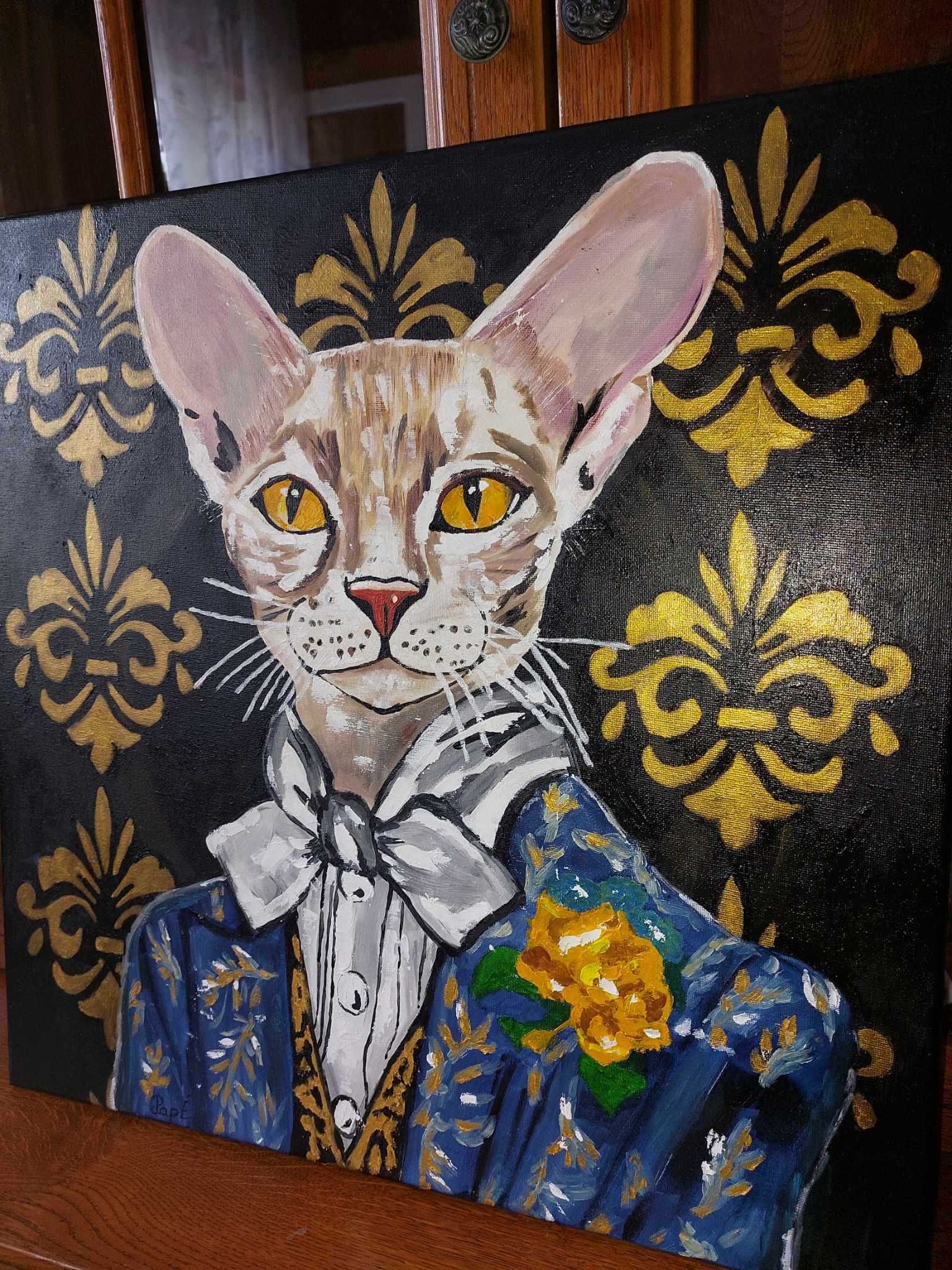 Pisica aristocrata pictura in ulei 2