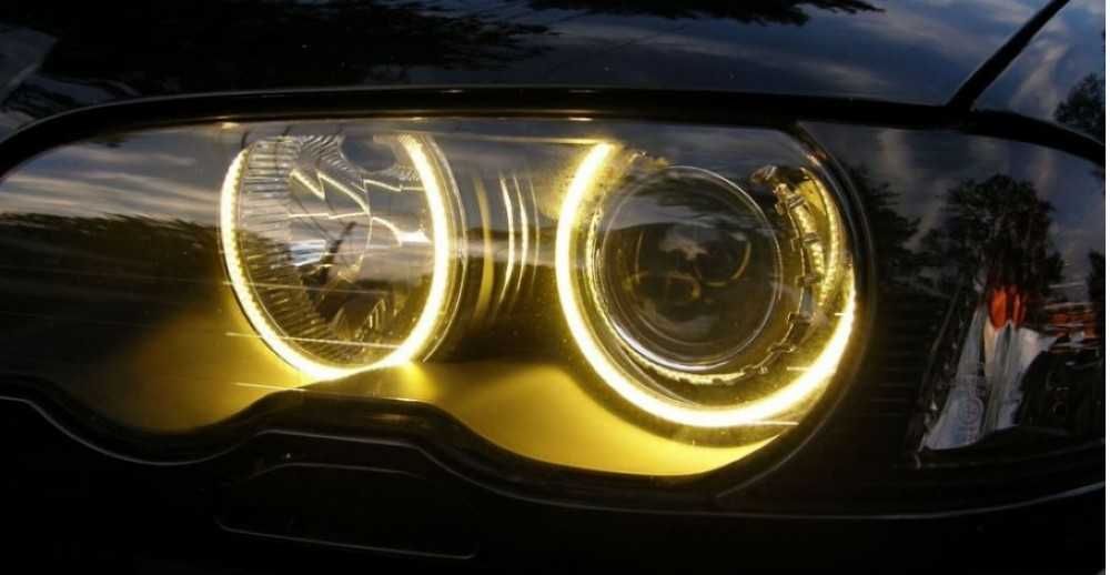 Kit Angel Eyes CCFL Galben OEM pentru BMW E46 CU LUPA SAU FARA LUPA