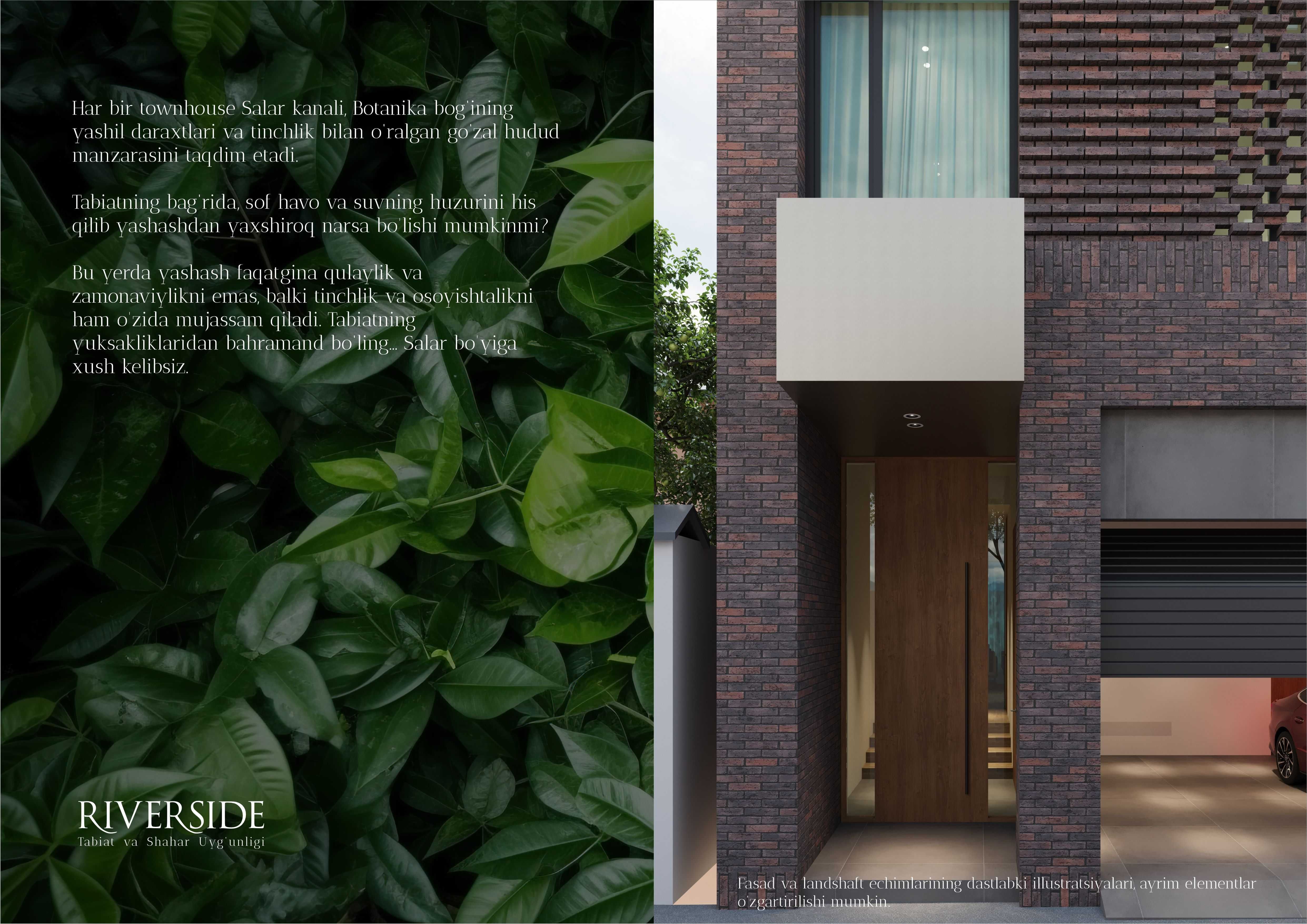 Toshkentning nufuzli RIVERSIDE majmuasidagi townhouse sotiladi!