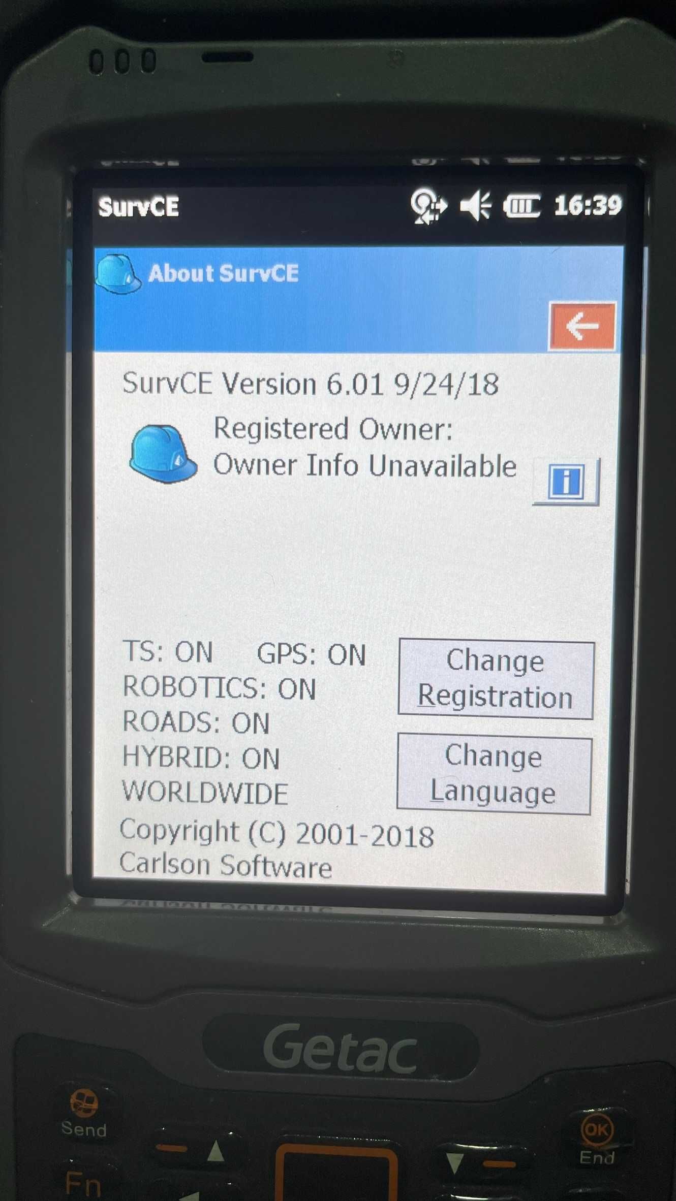 Controler GETAC PS336 SurvCE 6, Fieldgenius 11 Surveypro 6