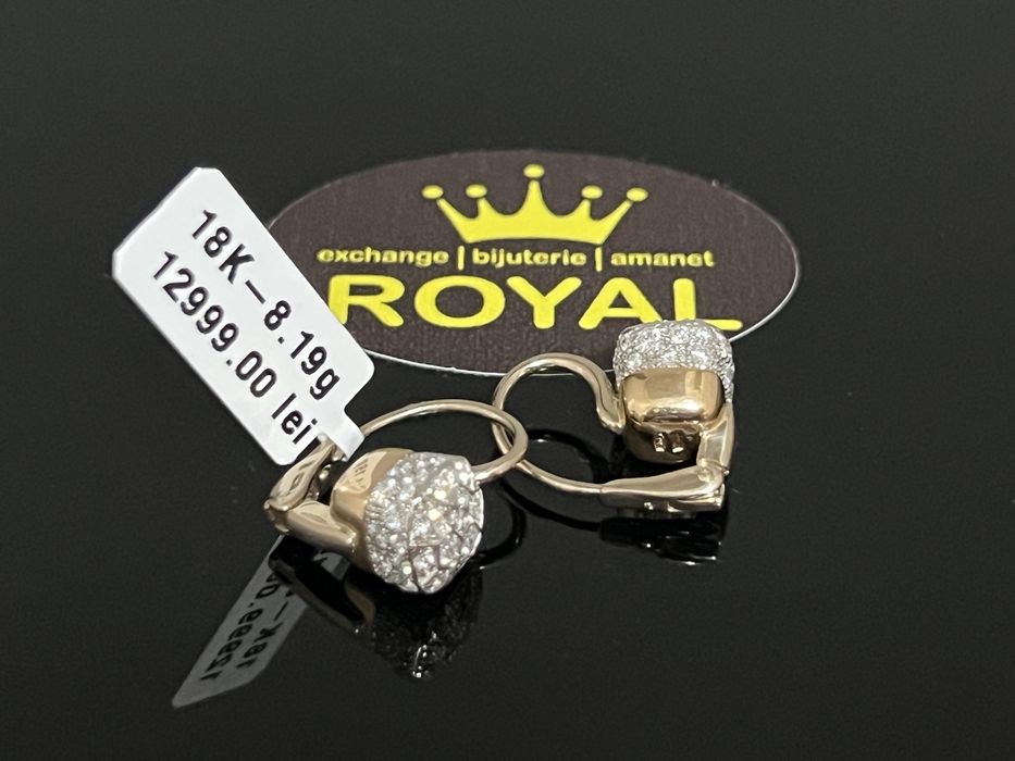 Bijuteria Royal CB : Cercei aur 18K  8,19 grame 65 diamante naturale