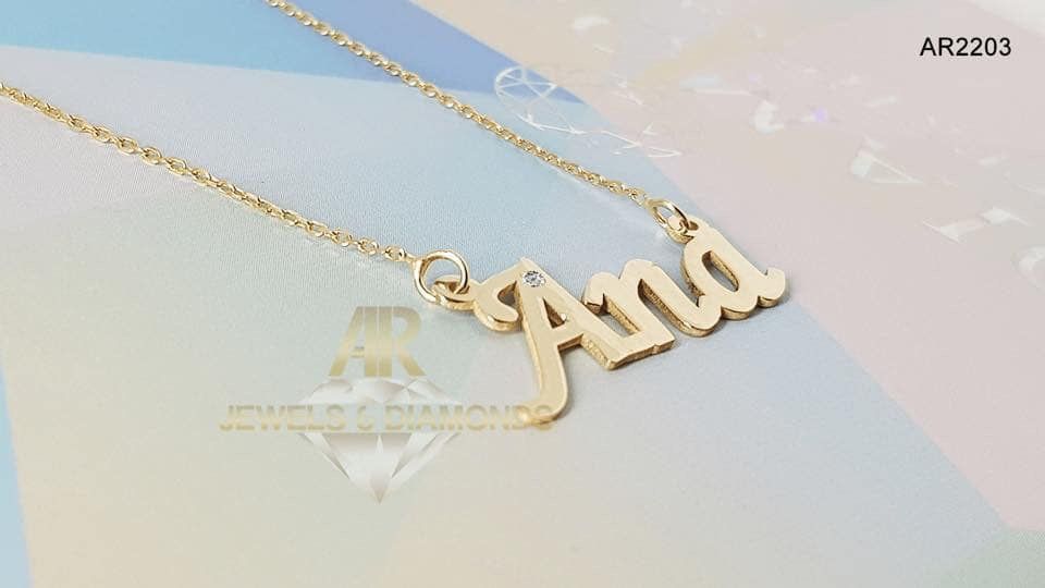 Lantisor Aur 14 K personalizat cu nume la alegere SI DIAMANT