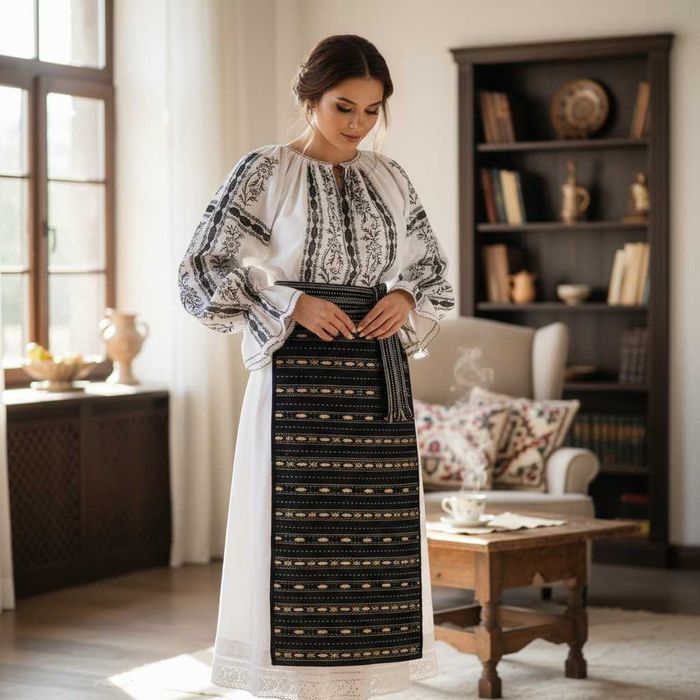 Costum popular autentic vechi din Gorj, masura M-L