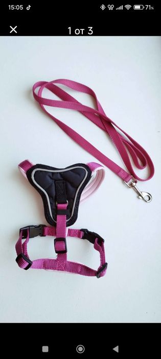 Нагръдник с повод S /M и шишета за вода