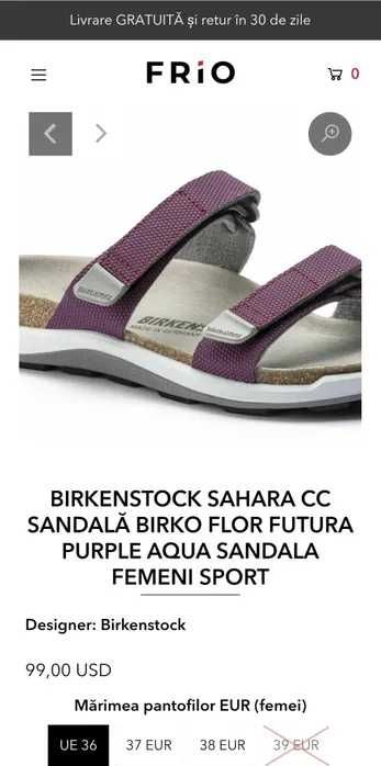 Sandale Birkenstock Sahara CC Purple Birko-Flor marimea 41