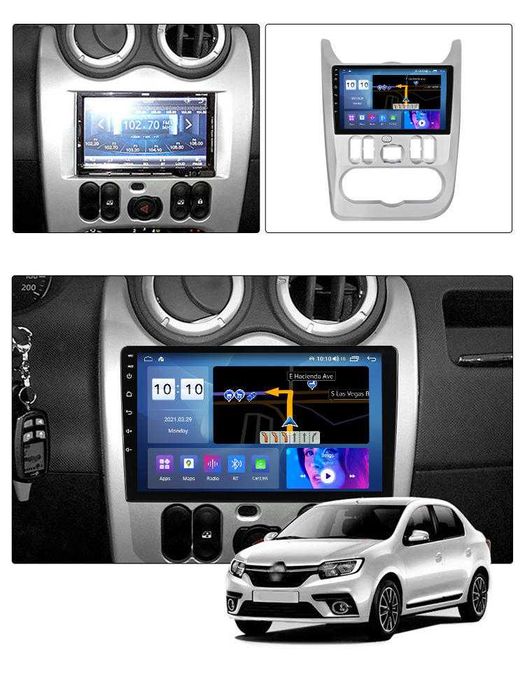 Navigatie Android 14 RENAULT LOGAN DUSTER 1/8 Gb Waze CarPlay + CAMERA