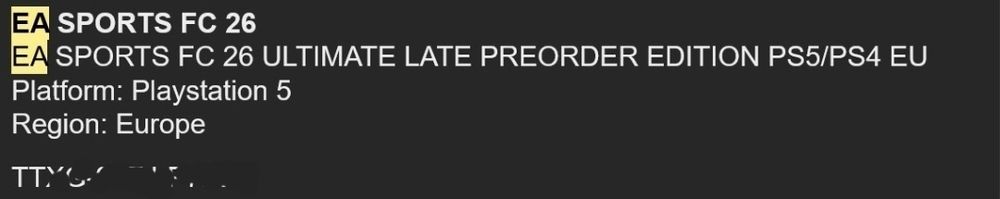 FC26 (Fifa) Ultimate Late Preorder Edition (PlayStation 4-5)