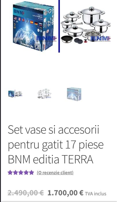 Set 17 vase pentru gatit BNM+, garantie 30 de ani, nou sigilat
