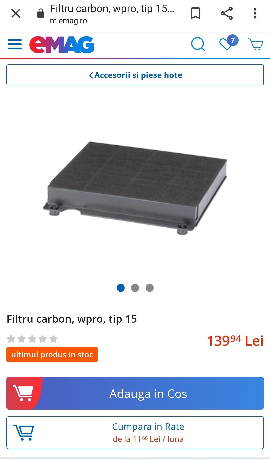 Filtru hota carbon 225 x 210 x 30mm -Whirpool,Hotpoint,Indesit,Zanussi