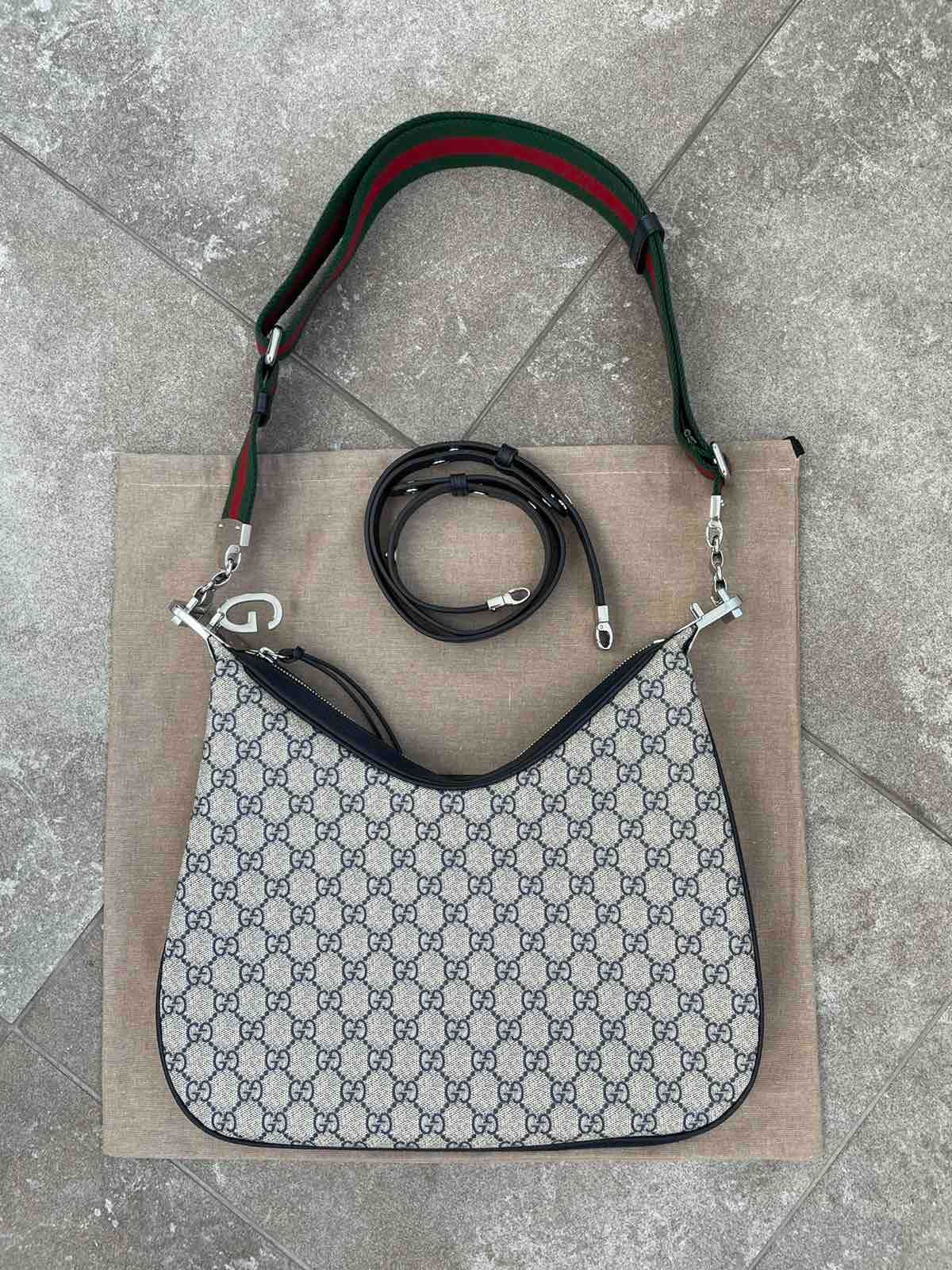 Geantă de umăr originală Gucci G-Closure Gucci Canvas Attache