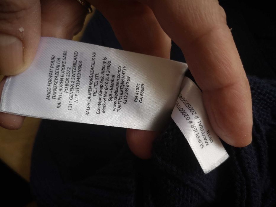 Ralph Lauren дамски памучен пуловер тъмно син със златисти копчета