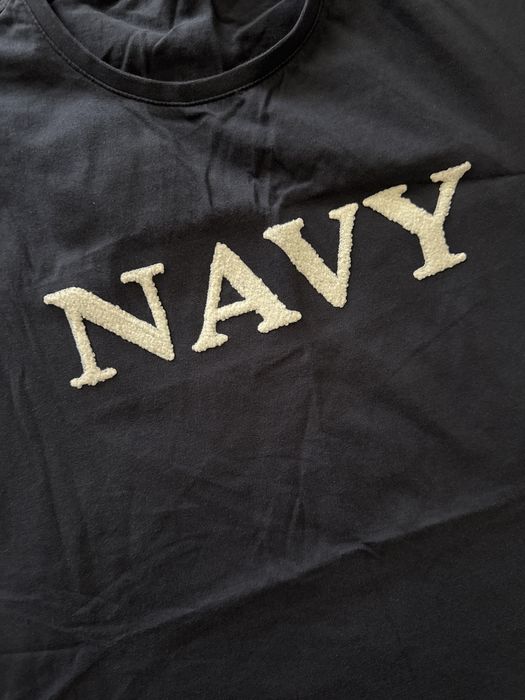 Massimo Dutti синя тениска с надпис (Л размер)