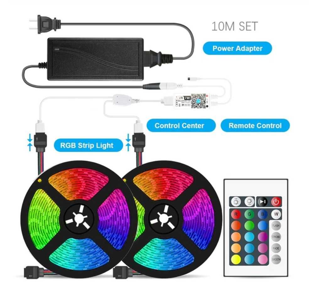 Banda LED RGB, RGBW, RGBWW 12v 24v, transformatoare, Alexa Google Home