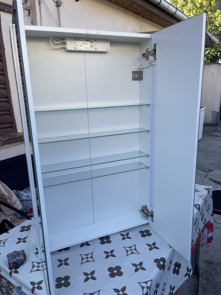 Dulap de baie cu oglindă și LED-uri, 60-14-96 cm
