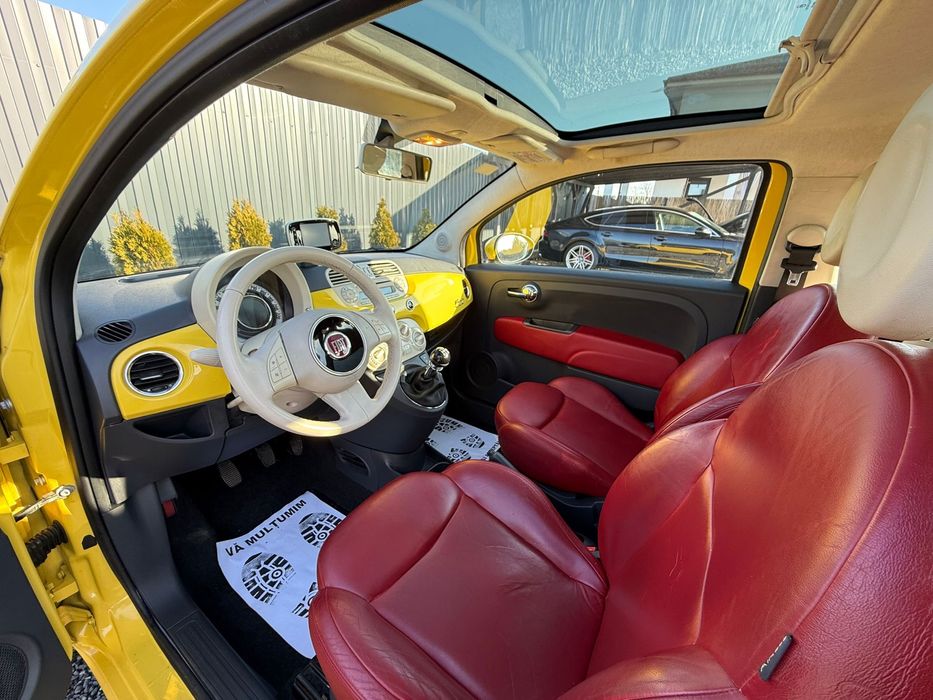 Fiat 500 1.3 diesel Panoramic/Interior rosu/navigatie
