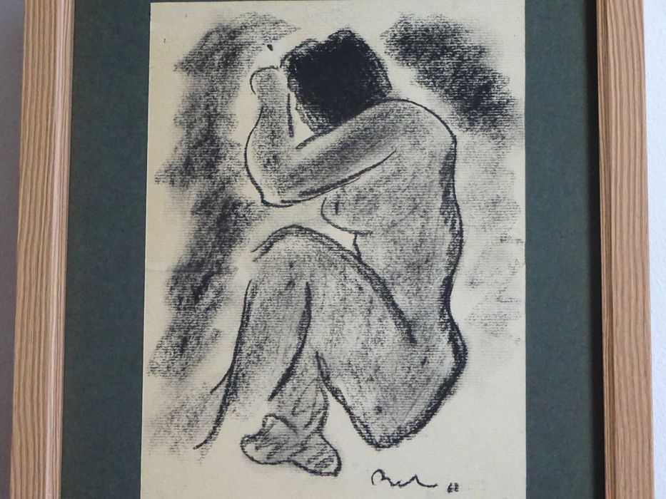 Corneliu Baba, ’Nud sezand’ | Tablou vechi, carbune pe hartie
