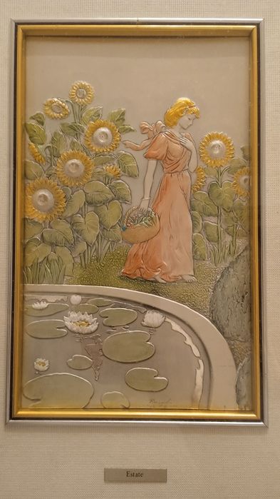 Anotimpurile, 4 tablouri in argint 925, 120 g total, marcate, Italia