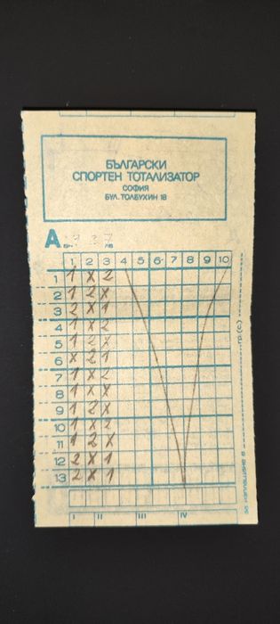 ТОТО фишове от март 1988 година - АНТИКИ