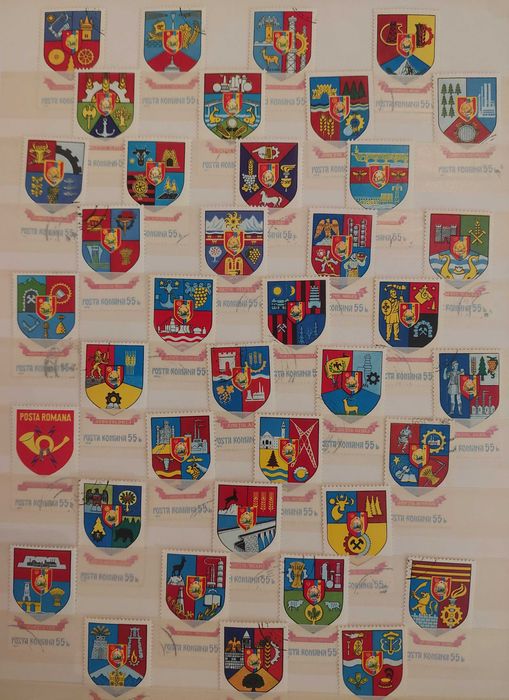 Timbre romanesti, judete, cap de bour 1958, ...