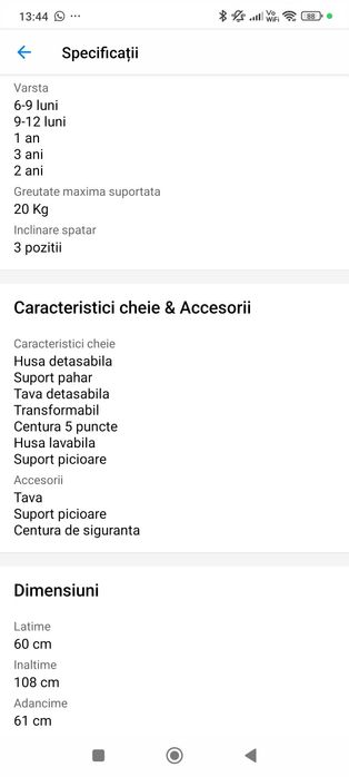 Scaun măsuță pt luat masa