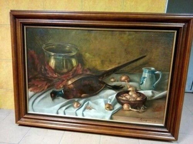 Tablou in ulei pe panza,natura moarta o lucrare deosebita de o buna ca