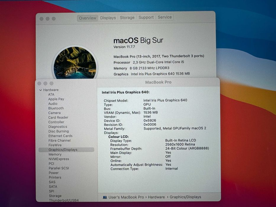 13.3' Core i5 Apple MacBook Pro Mid 2017 8GB RAM/256GB SSD/Бат 8ч