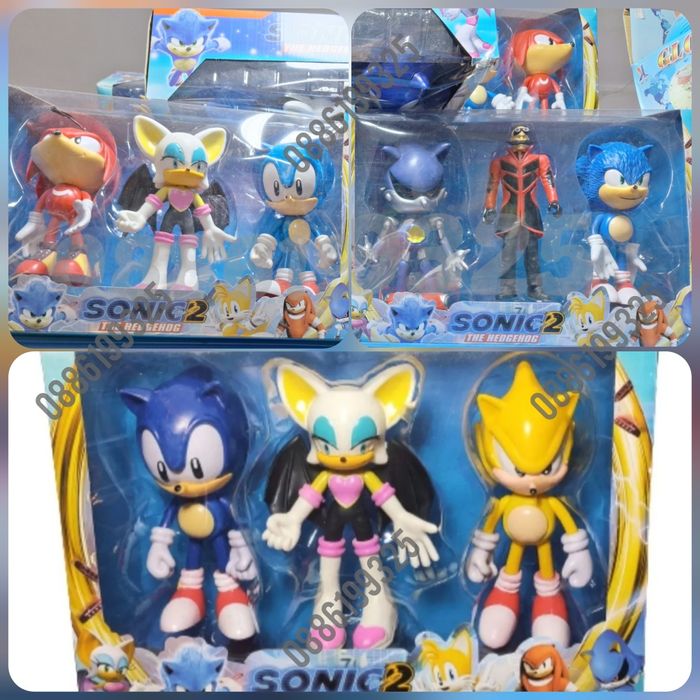 Комплект 3 броя Големи фигурки Соник Sonic 2 Фигурки за игра