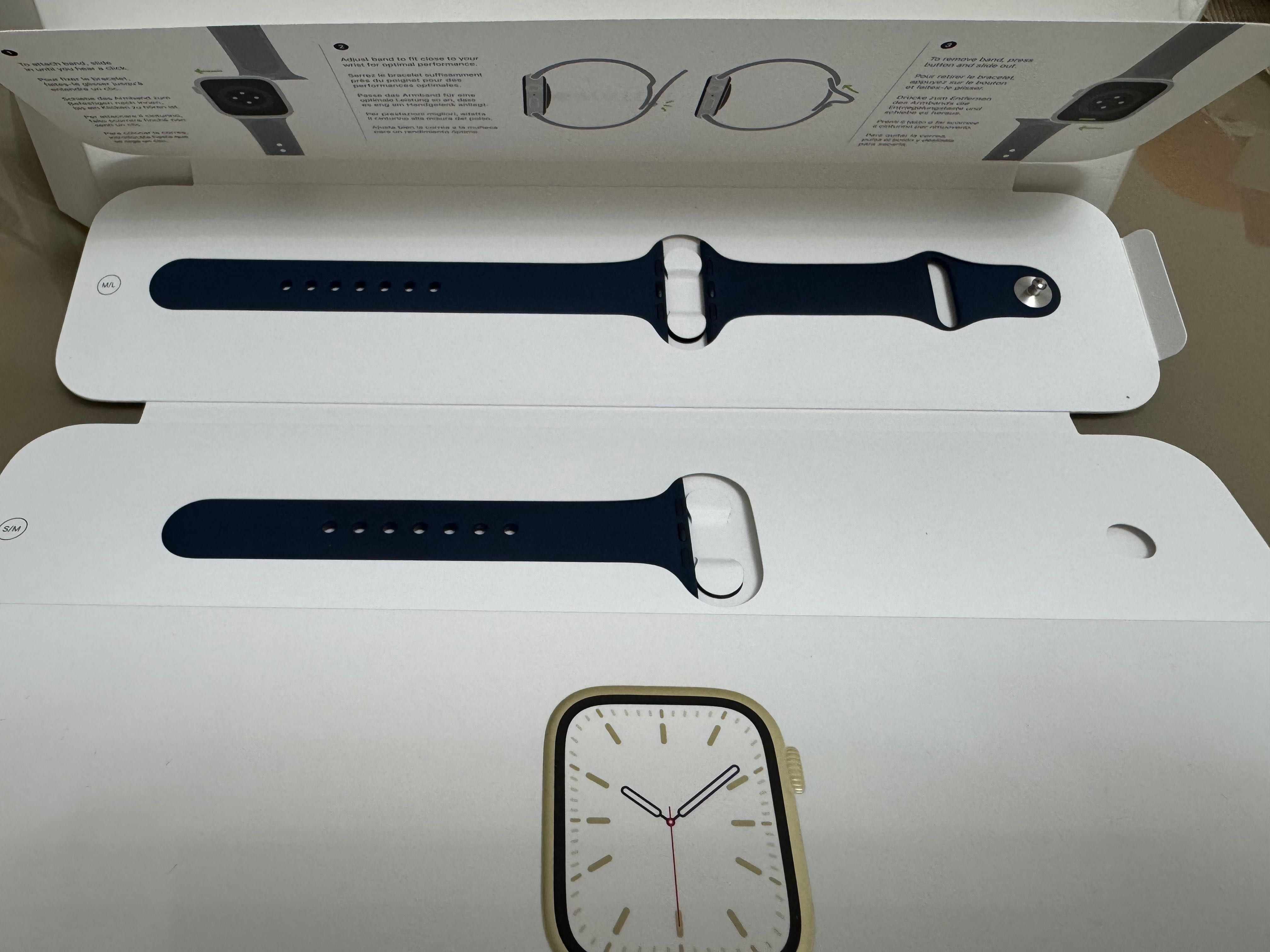 Apple Watch SERIES 7 Gold Stainless Steel Blue SportBand 45MM Cellular