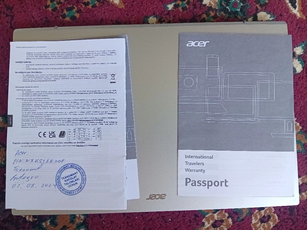 ACER AMD Ryzen 7. 5700 U. Xotirasi 512. Operativka 16. Windows 11pro.